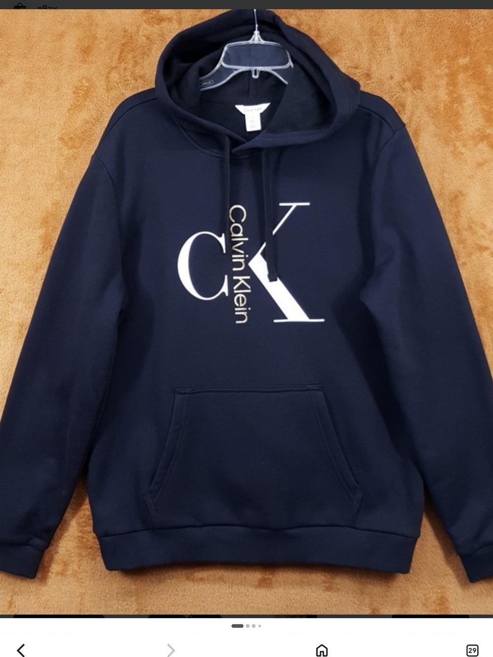 Calvin Klein Black Pullover Hoodie Large White CK Logo unisex NWOT large sporty